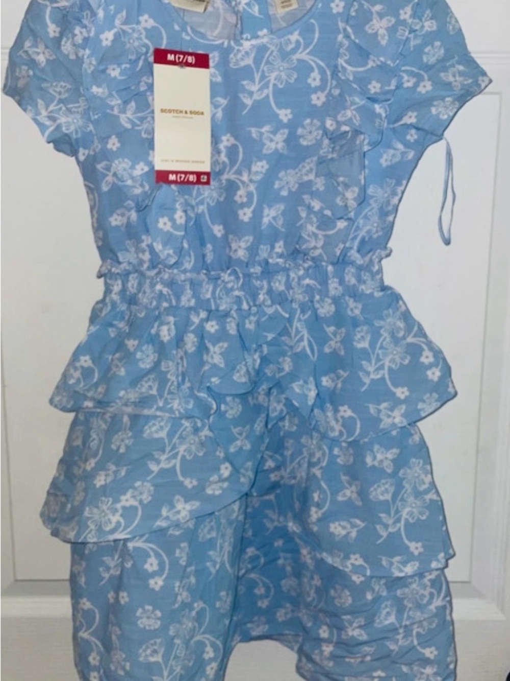 Scotch & Soda Light Blue Floral Tiered Romper with Ruffles